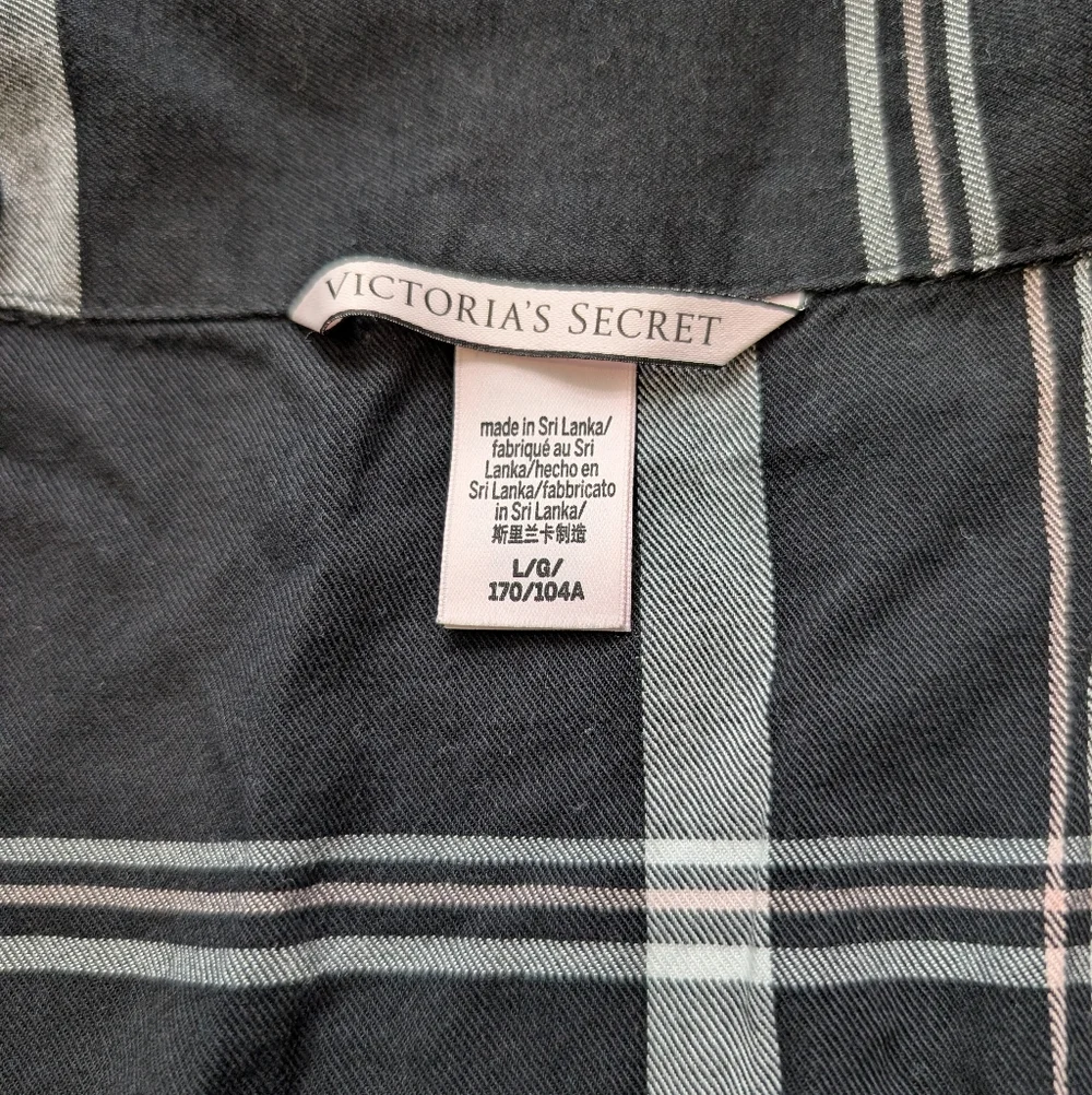 Victoria's Secret Black and White Plaid Shirt Pajama‎ Dress Size Large